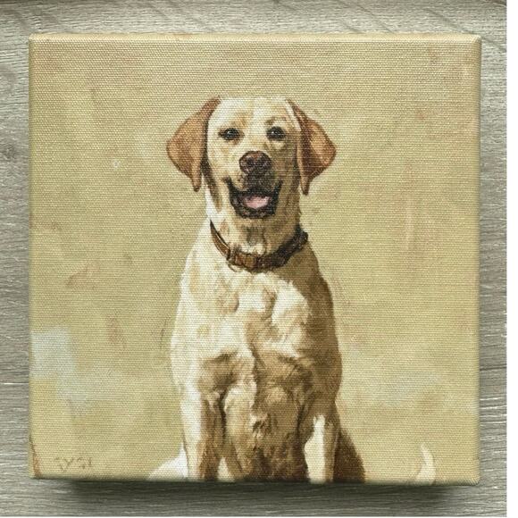 Darren Gygi Yellow Labrador Home  Collection Hanging Canvas Print 5”x5” - Picture 2 of 6